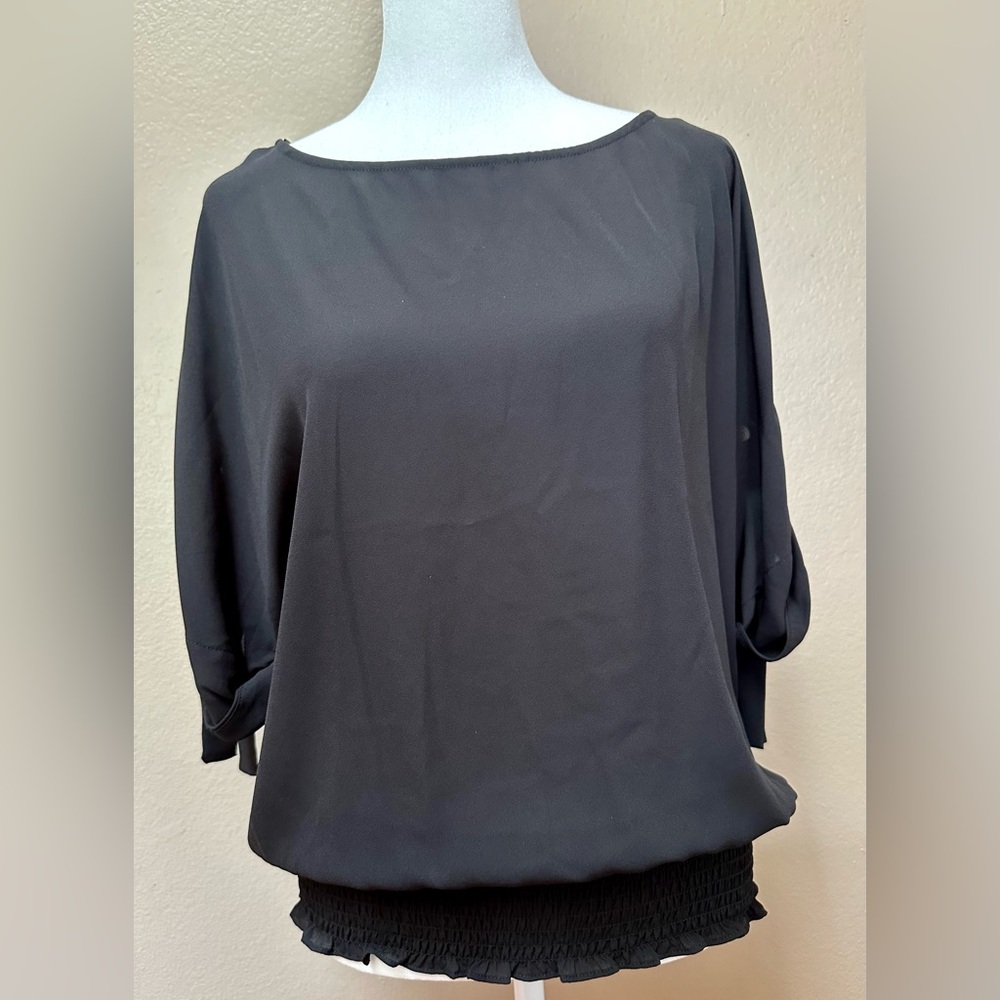 Michael Michael Kors Women's Short Sleeve Black Banded Waist Blouse Size Medium